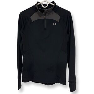 Under Armour 1/4 Zip Cold Gear Compression Top Women’s Large Black and Gray